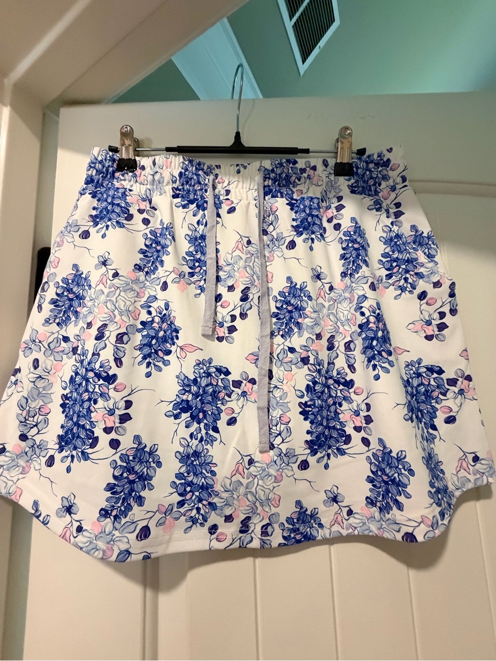 Simply Southern White Skort with Blue and Pink Floral Clusters